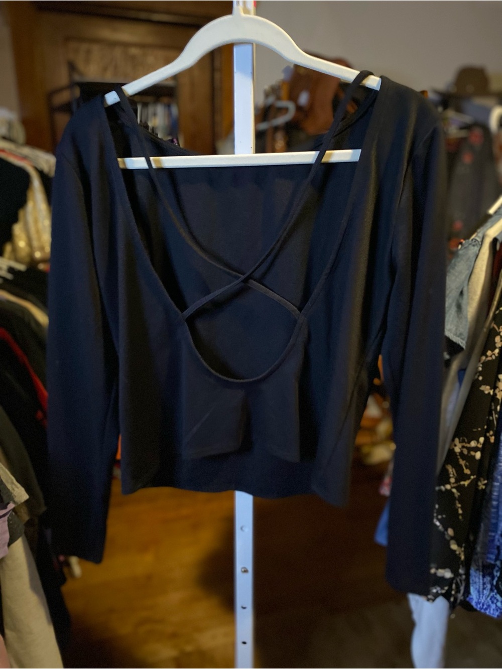 H&M Navy Boatneck Long-Sleeve Tee - Open Back